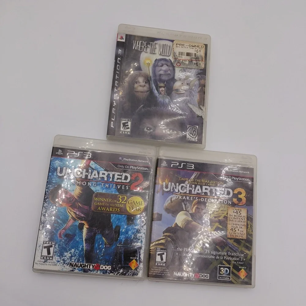 Lot Uncharted 2 & 3 Drakes Deception GOTY PS3 Where The Wild Things Are Complete